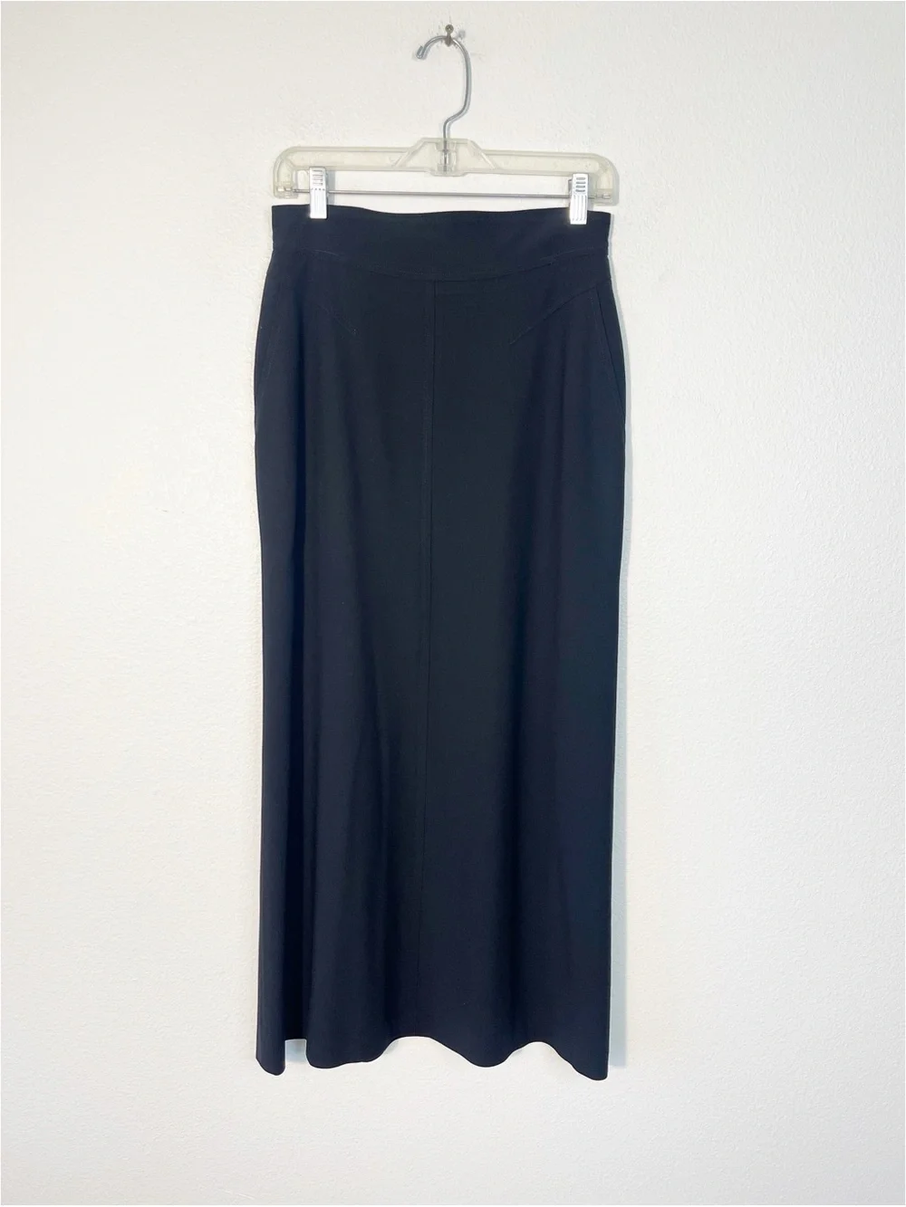 VTG Escada Wool Black Midi Maxi Skirt Elegant High-Waist Silhouette Size 36/6